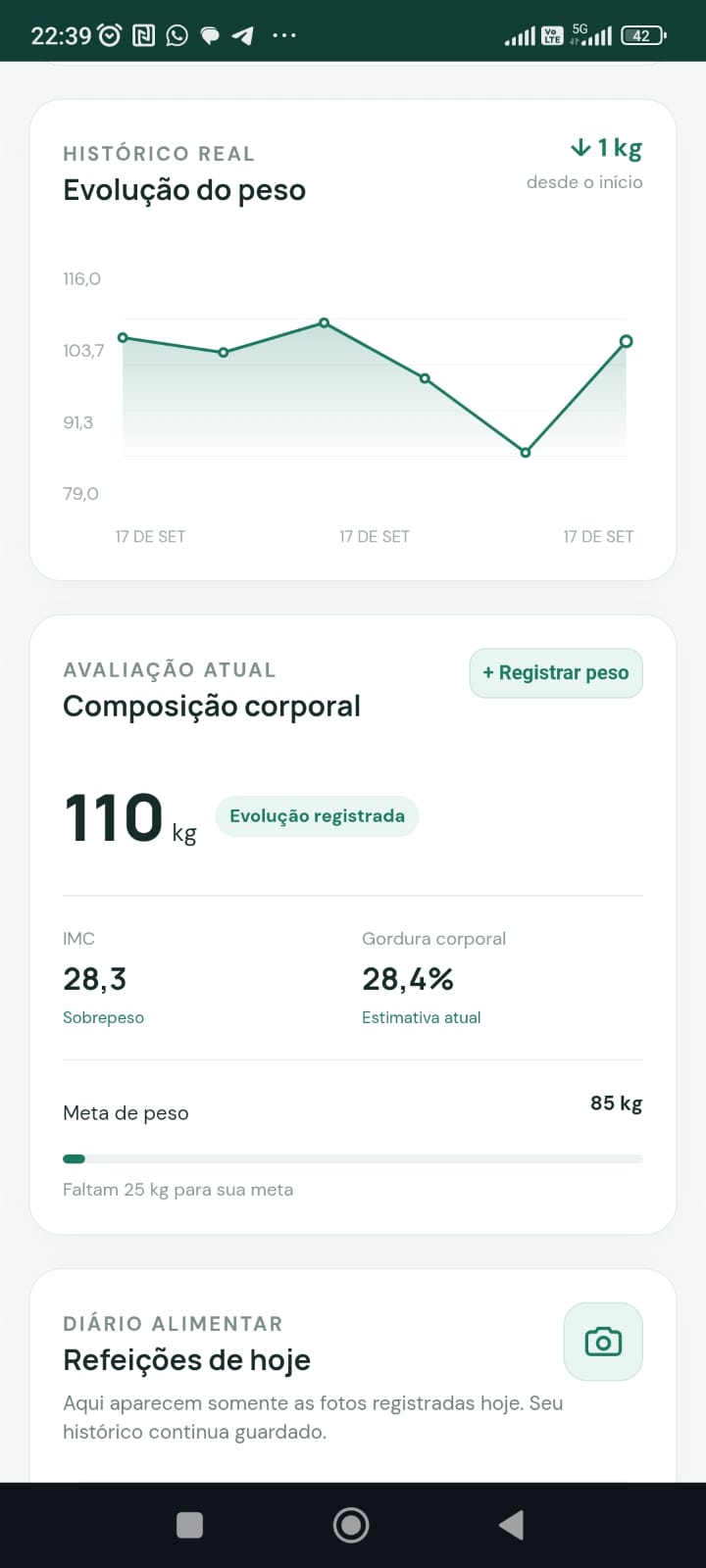 Tela de evolução do paciente